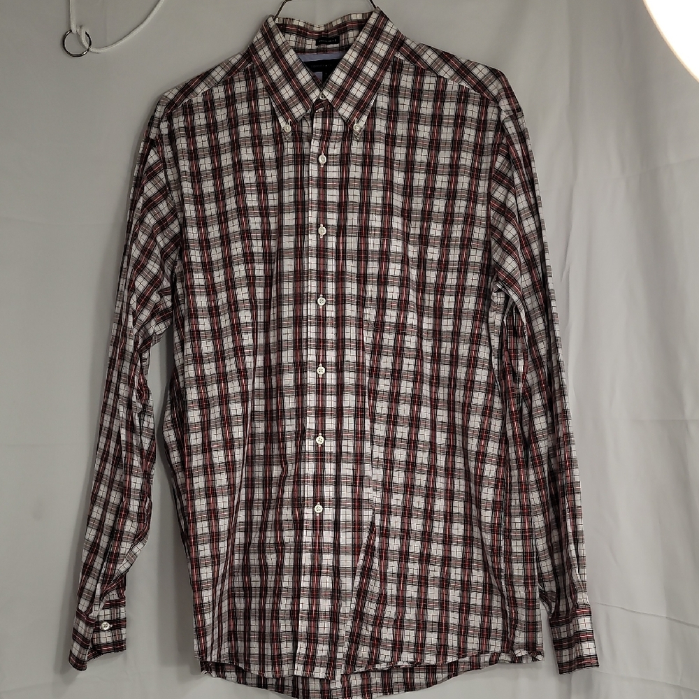 Tommy Hilfiger Red and White Casual Button Down Shirt